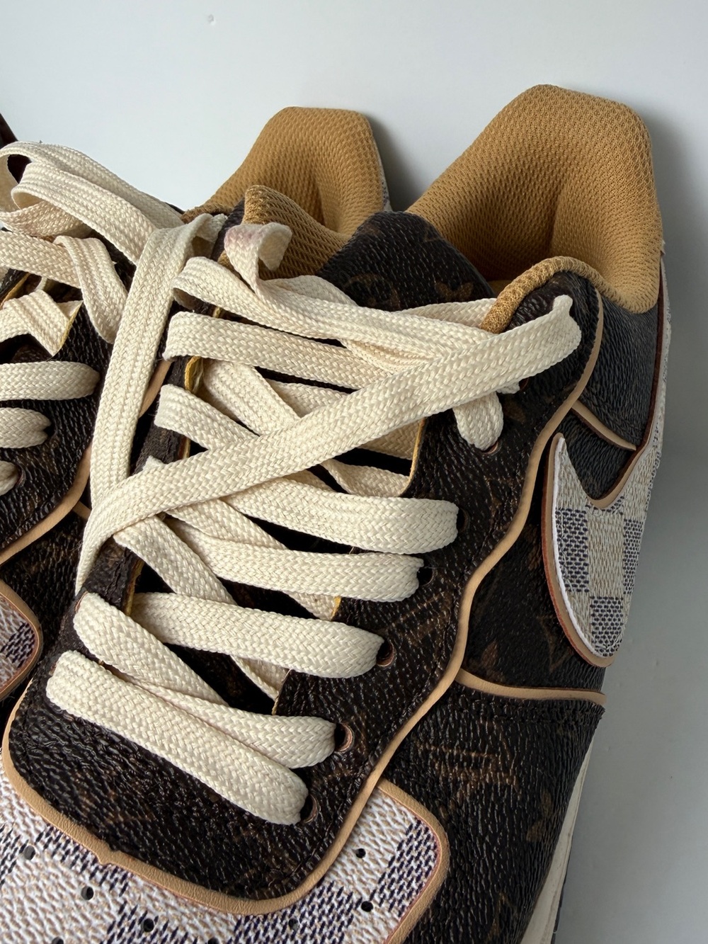Louis Vuitton x Nike Air Force 1 Low Virgil Abloh LV Monogram Damier Azur Rare - Picture 14 of 14